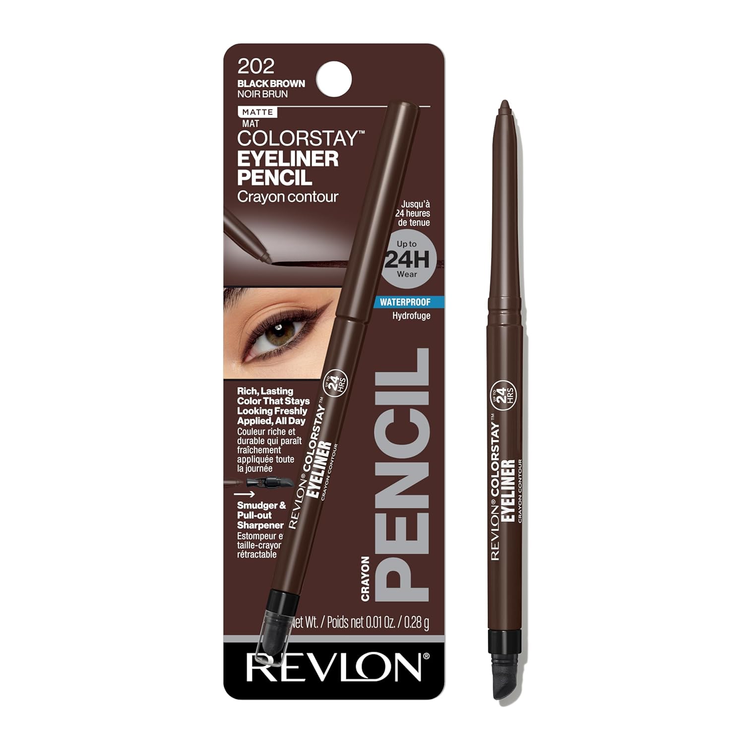 Revlon ColorStay Waterproof Pencil Eyeliner | Smudge-Proof Black Brown