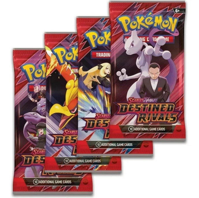 Pokémon TCG Scarlet & Violet Destined Rivals Booster Pack Art Set (4 Packs) – Sealed Collectible Trading Cards Bundle