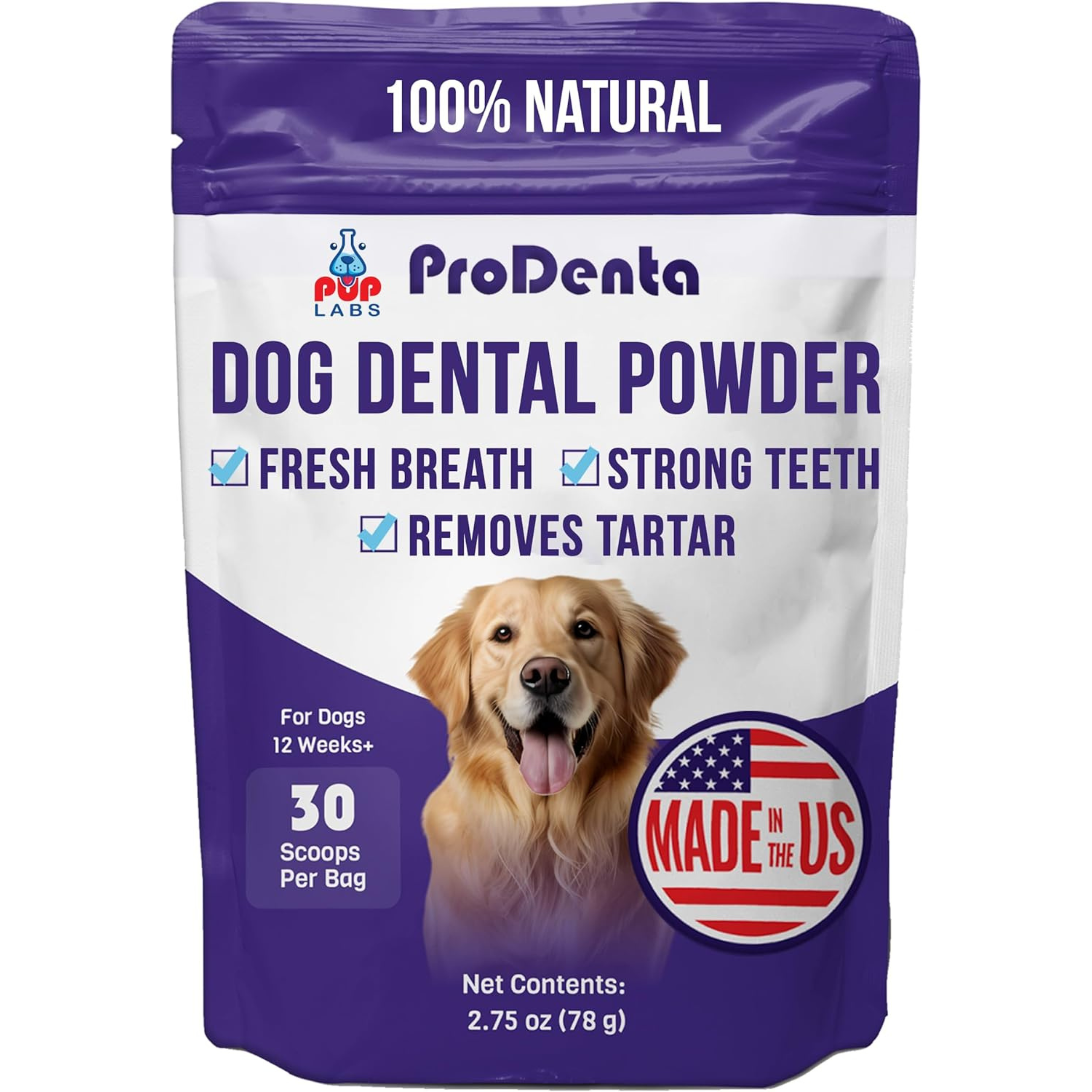 ProDenta Dog Dental Powder for Teeth Cleaning & Tartar Removal | Natural Breath Freshener for Dogs | Made in USA