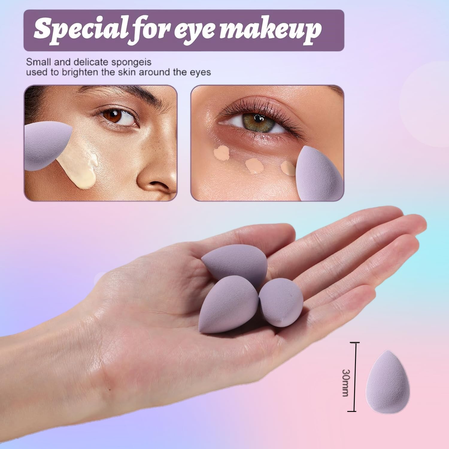 BS-MALL Triangle Makeup Sponge Set 14 Pcs with Case – Purple